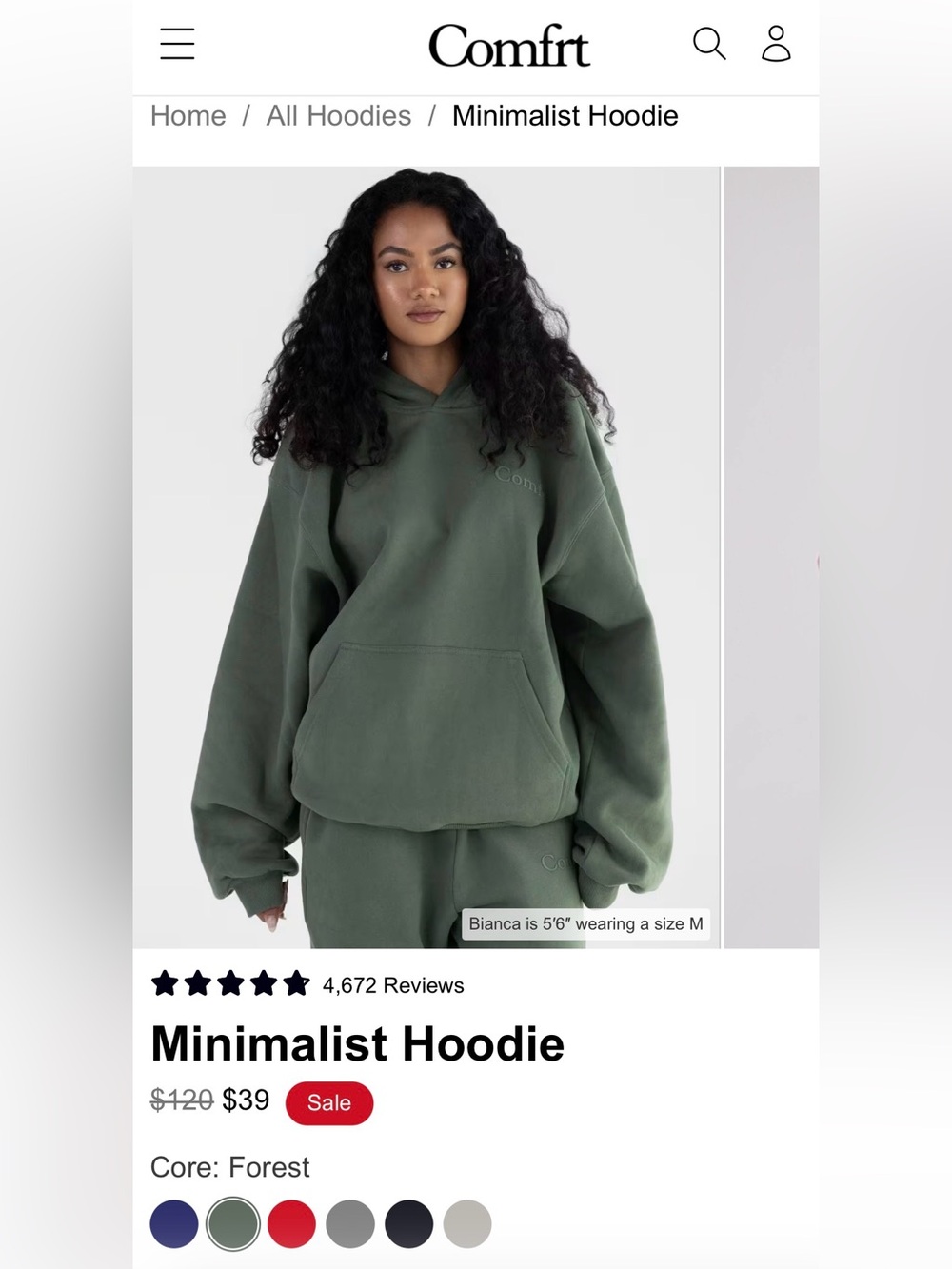 Comfrt Forest Green Minimalist Hoodie - Women's Men’s Unisex Oversized Pullover